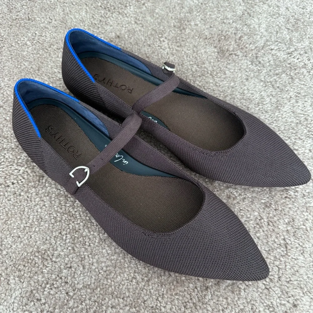 “Like new” Rothy's Brown Pointed Toe Flats Mary Jane - Picture 1 of 12